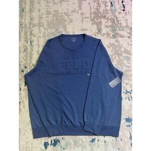 Polo Ralph Lauren Blue Cotton Pullover Sweatshirt Men's XXL Embossed Logo